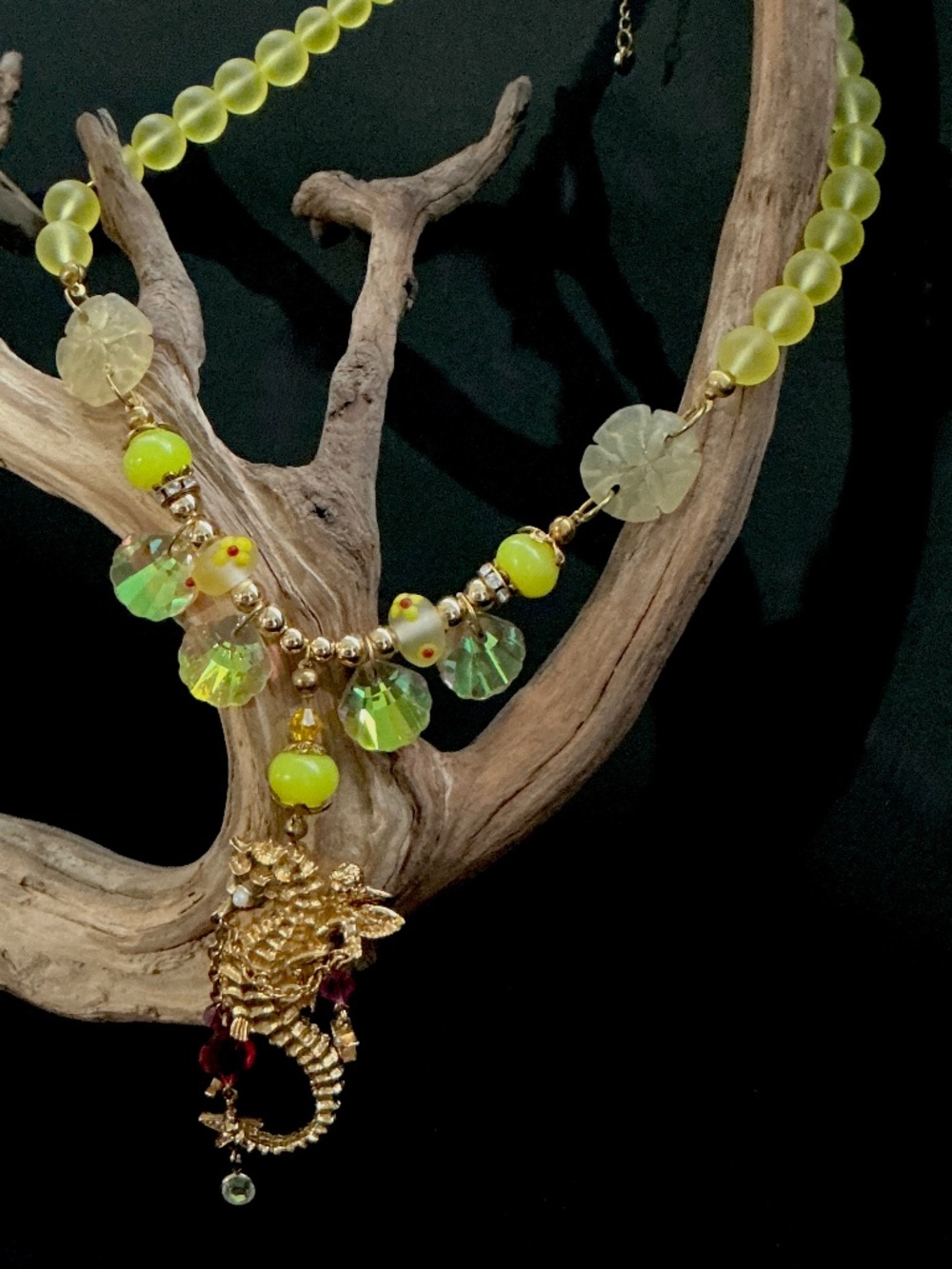 VTG Signed Kirk's Folly Seahorse convertible Necklace